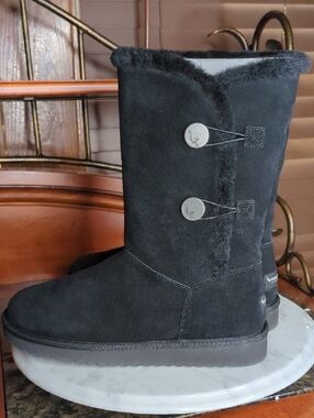 Koolaburra by UGG Black Tall Suede Winter Boots with Plush Shearling Cuff